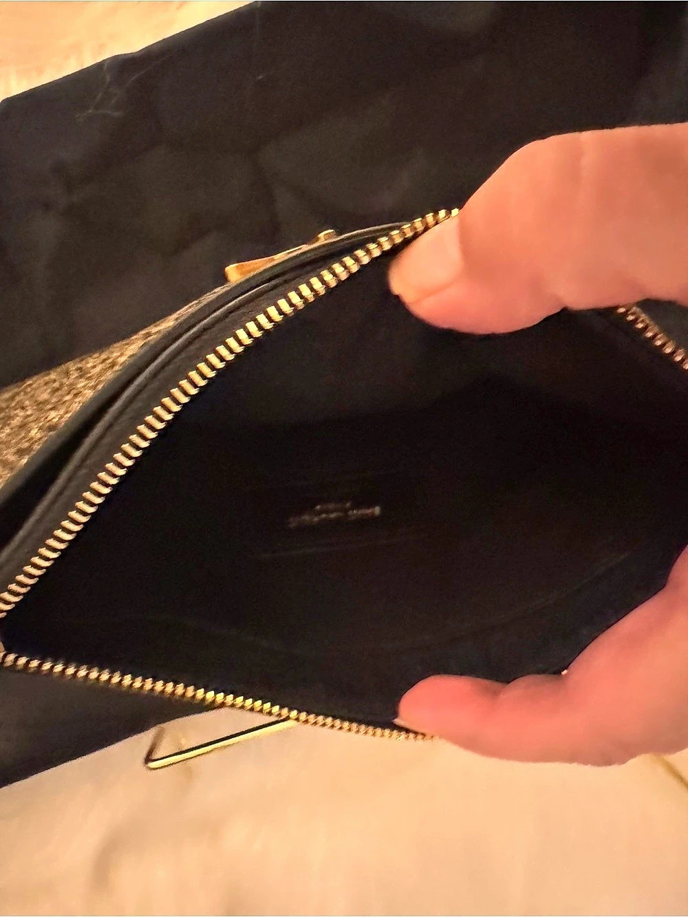 Saint Laurent (YSL) Metallic Gold Leather Pouch/Bill Wallet/ Clutch - Picture 10 of 12